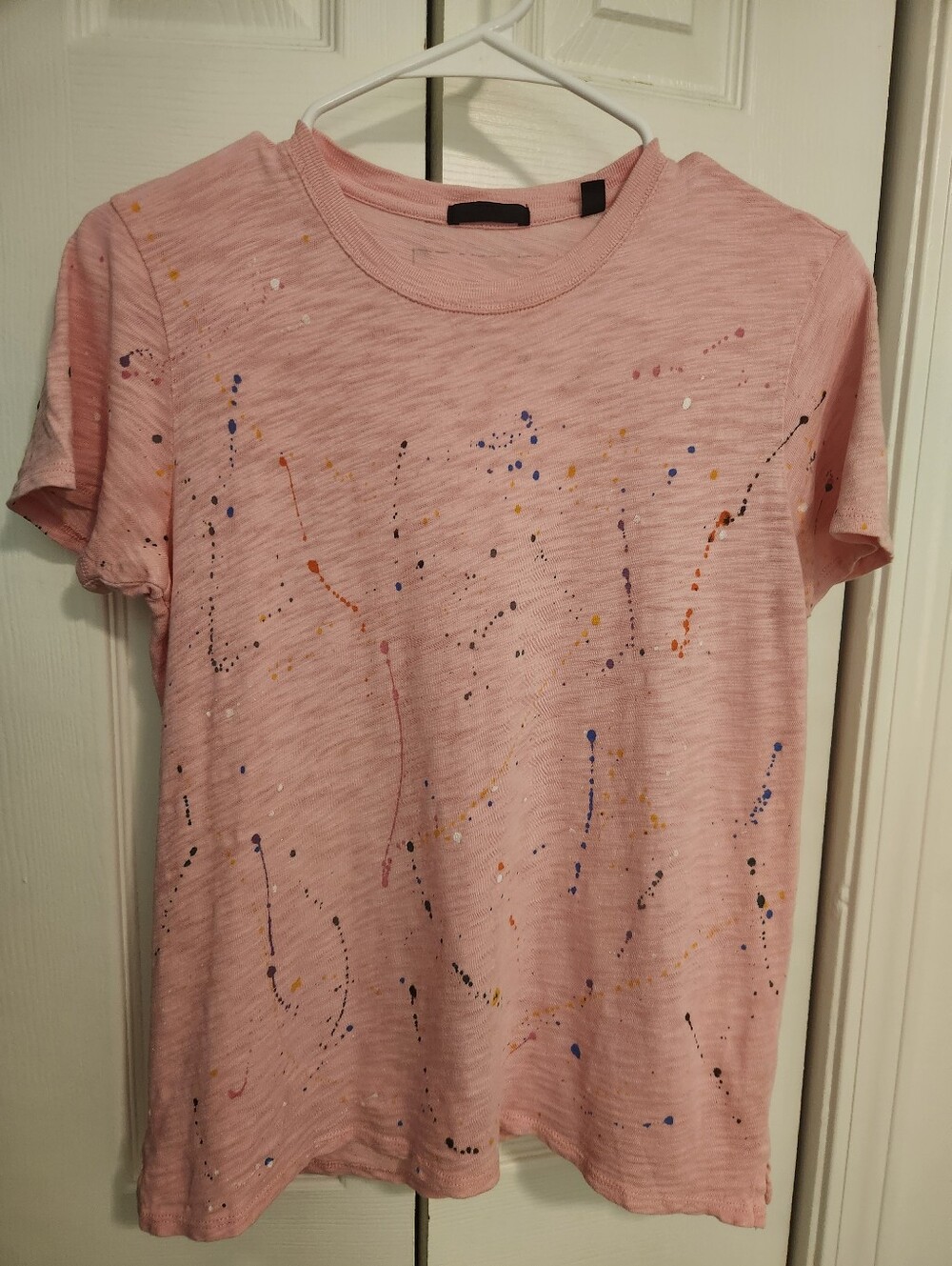 ATM Splatter Print Slub T-shirt Womens - Size M - pink